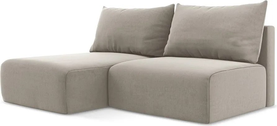 Colțar taupe extensibil/cu spațiu de depozitare cu tapițerie din catifea (cu colț pe partea stângă/cu șezlong) Kalena – Makamii