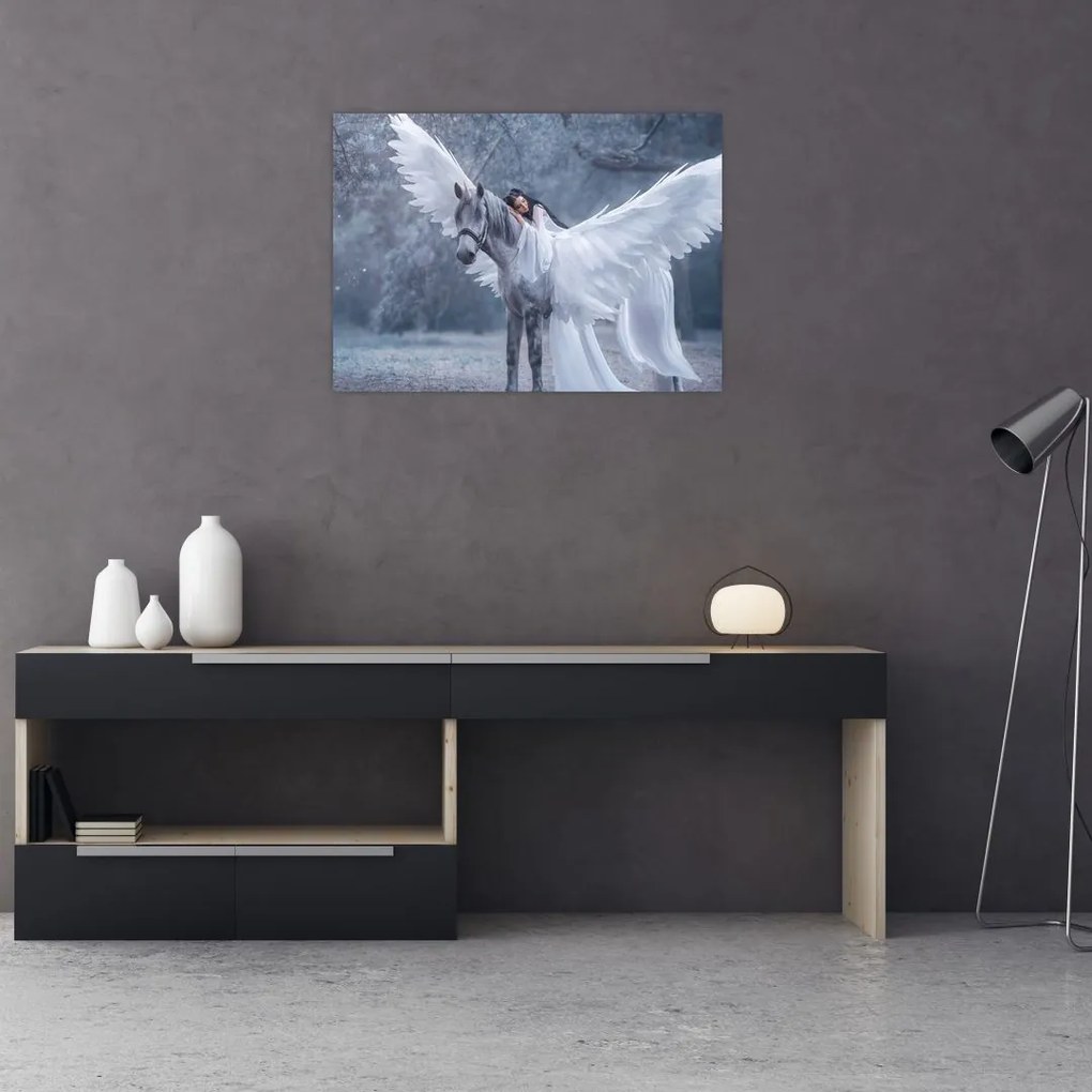 Tablou - Fata și unicorn (70x50 cm)