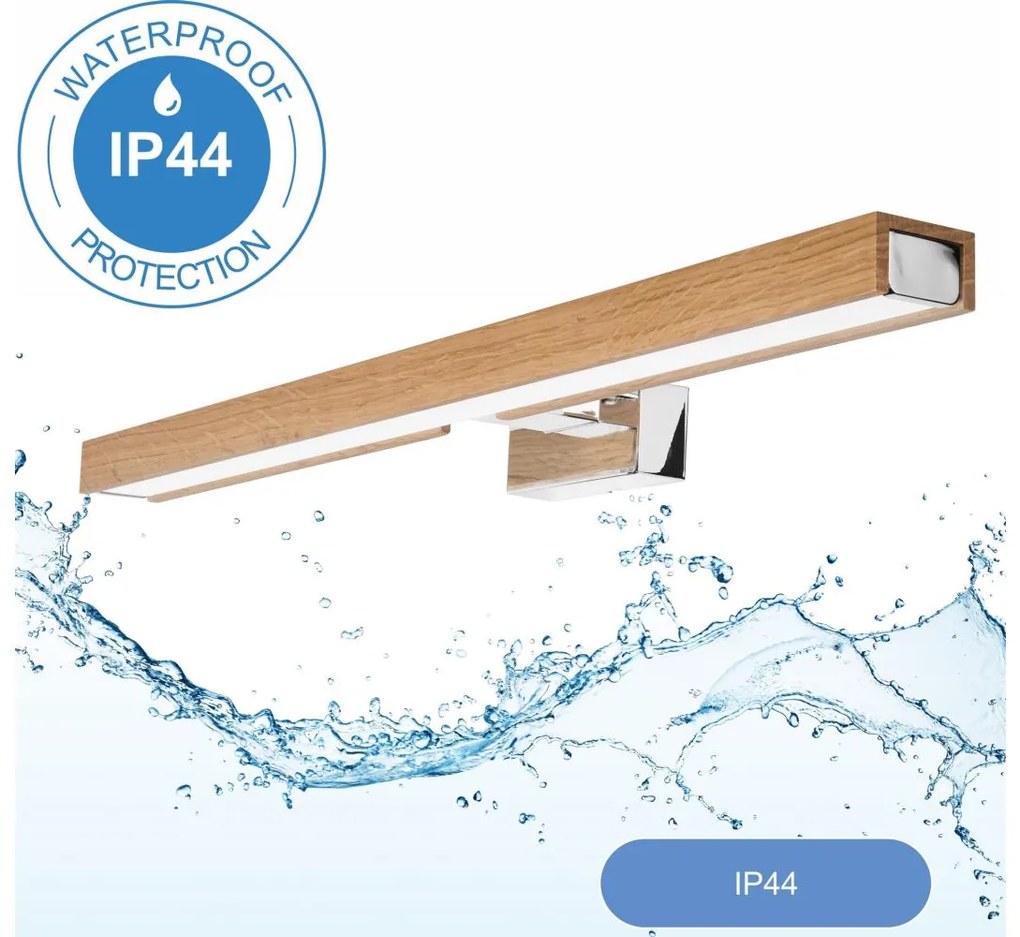 Aplică LED pentru oglindă de baie Brilagi WOODY MIRROR LED/12W/230V IP44 stejar/crom