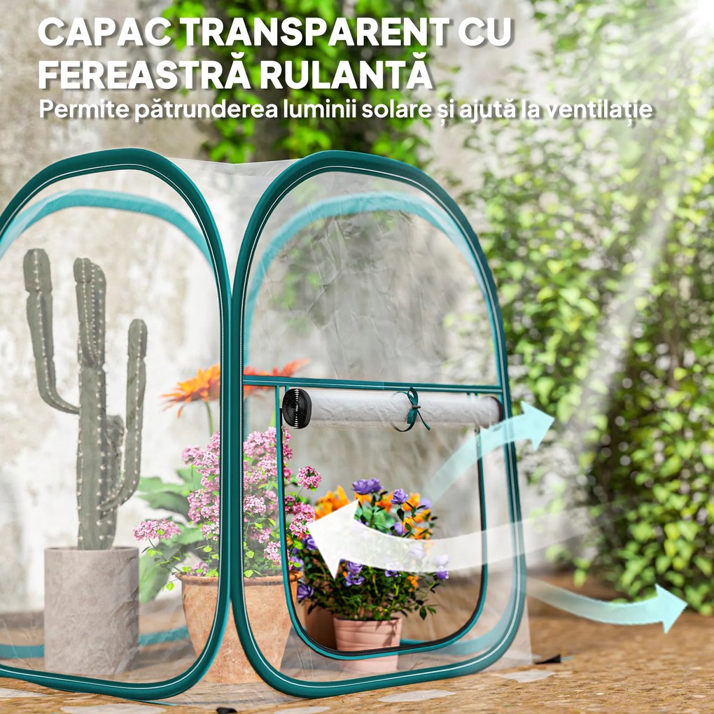 Outsunny Seră Mică Portabilă cu Design Pop-up și Geantă de Depozitare, 70x70x80 cm, Transparent | Aosom Romania