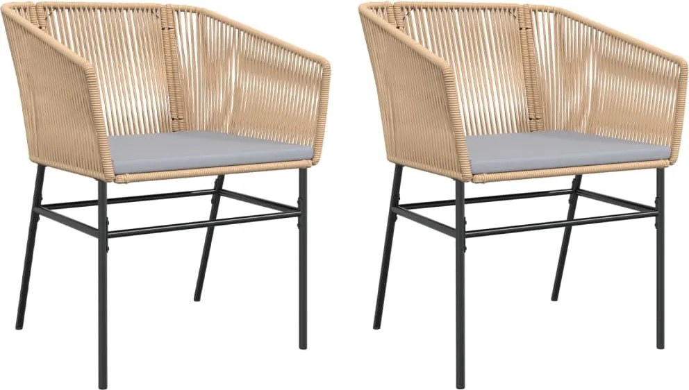 vidaXL Scaune de grădină cu perne, 2 buc., maro, poliratan