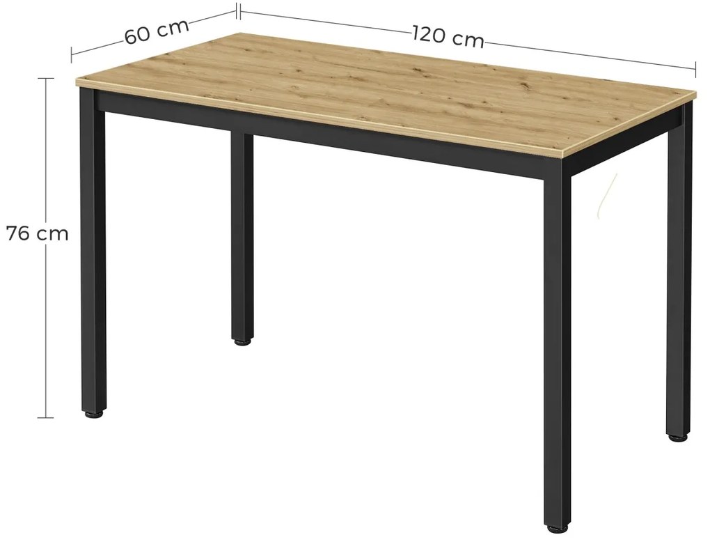 Masa de dining neagra cu blat in decor stejar artisan TESSA 120x60 cm