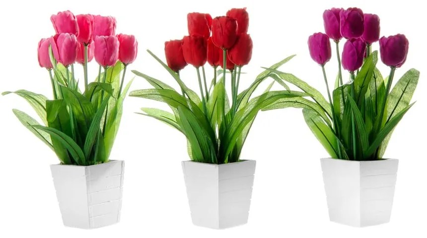 Set 3 flori artificiale în ghiveci Unimasa Tulip