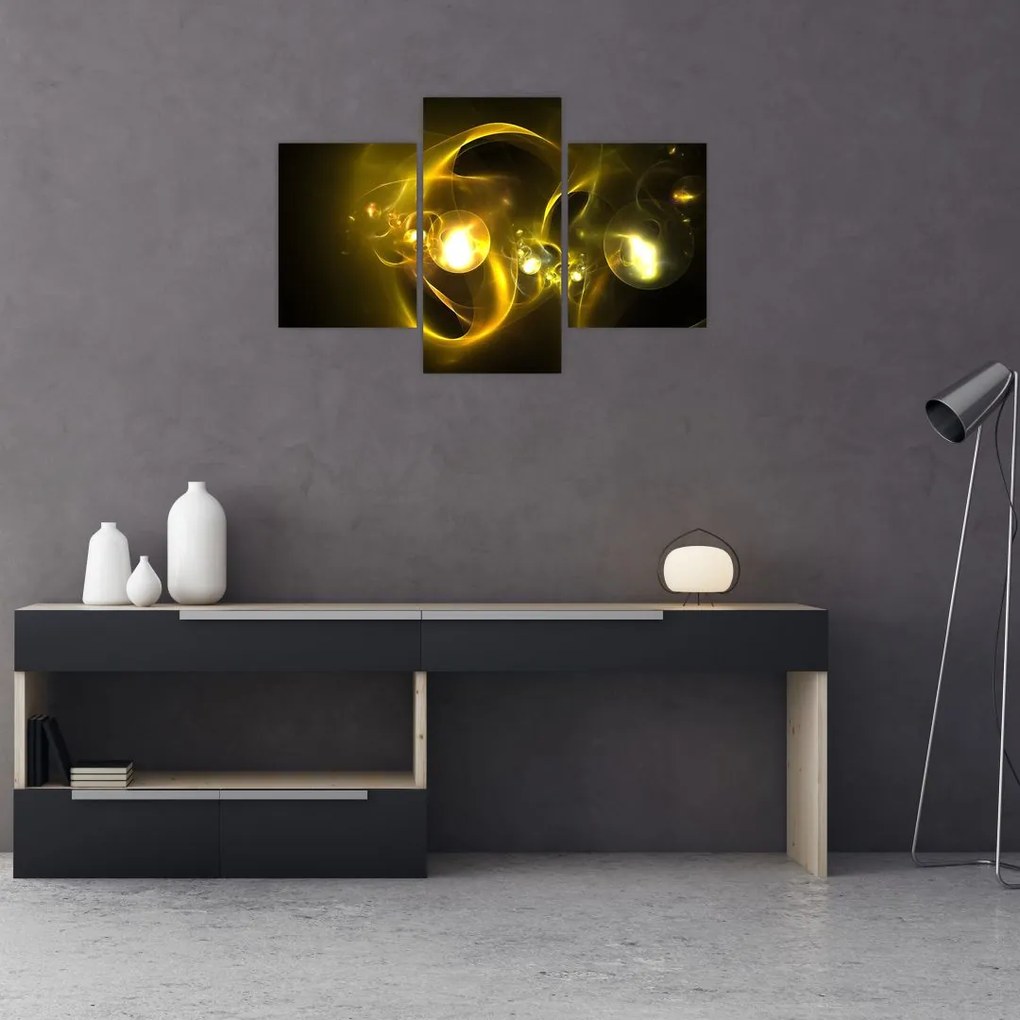 Tabloul abstract cu bile galbene (90x60 cm)