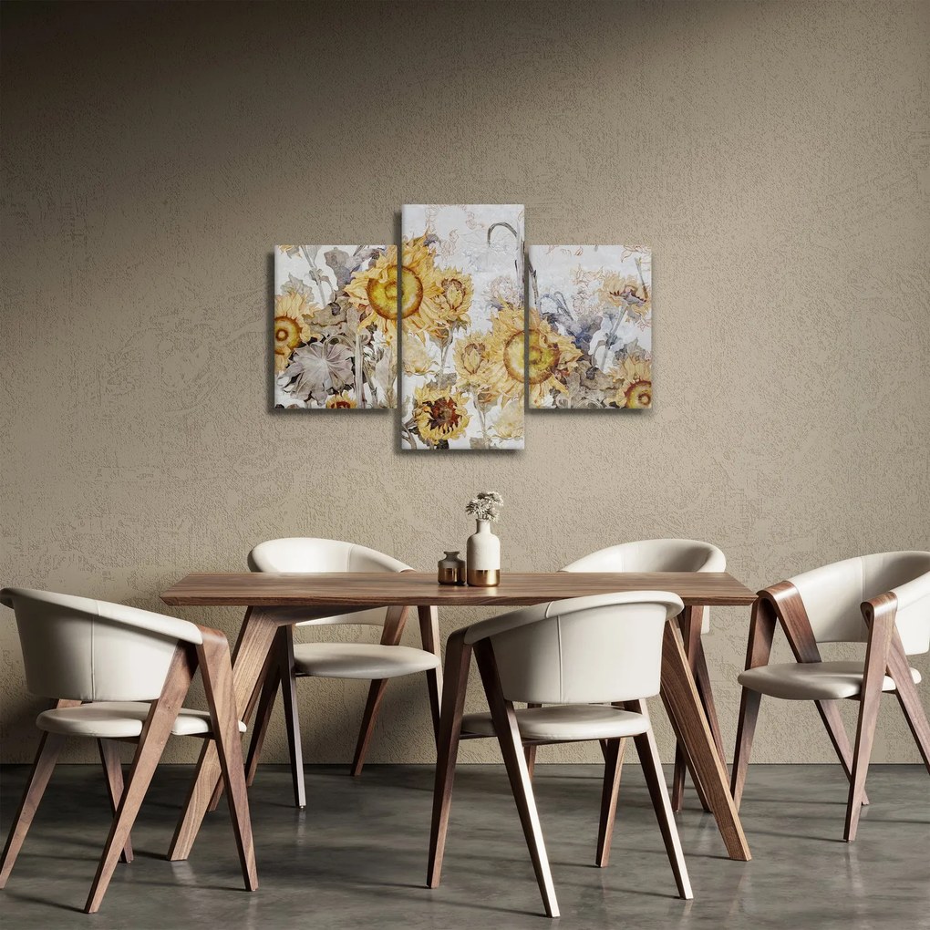 Tablou - Floarea-soarelui pe perete (90x60 cm)