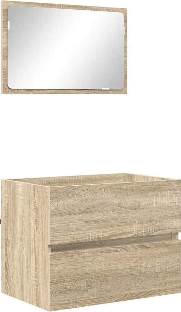 vidaXL Set de mobilier pentru baie Stejar Sonoma Lemn compozit
