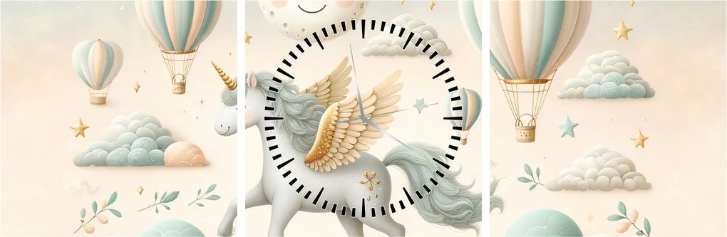 Tablou - Unicorn fericit (cu ceas) (90x30 cm)