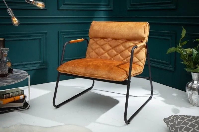 Fotoliu design retro Mustang Lounger, galben mustar