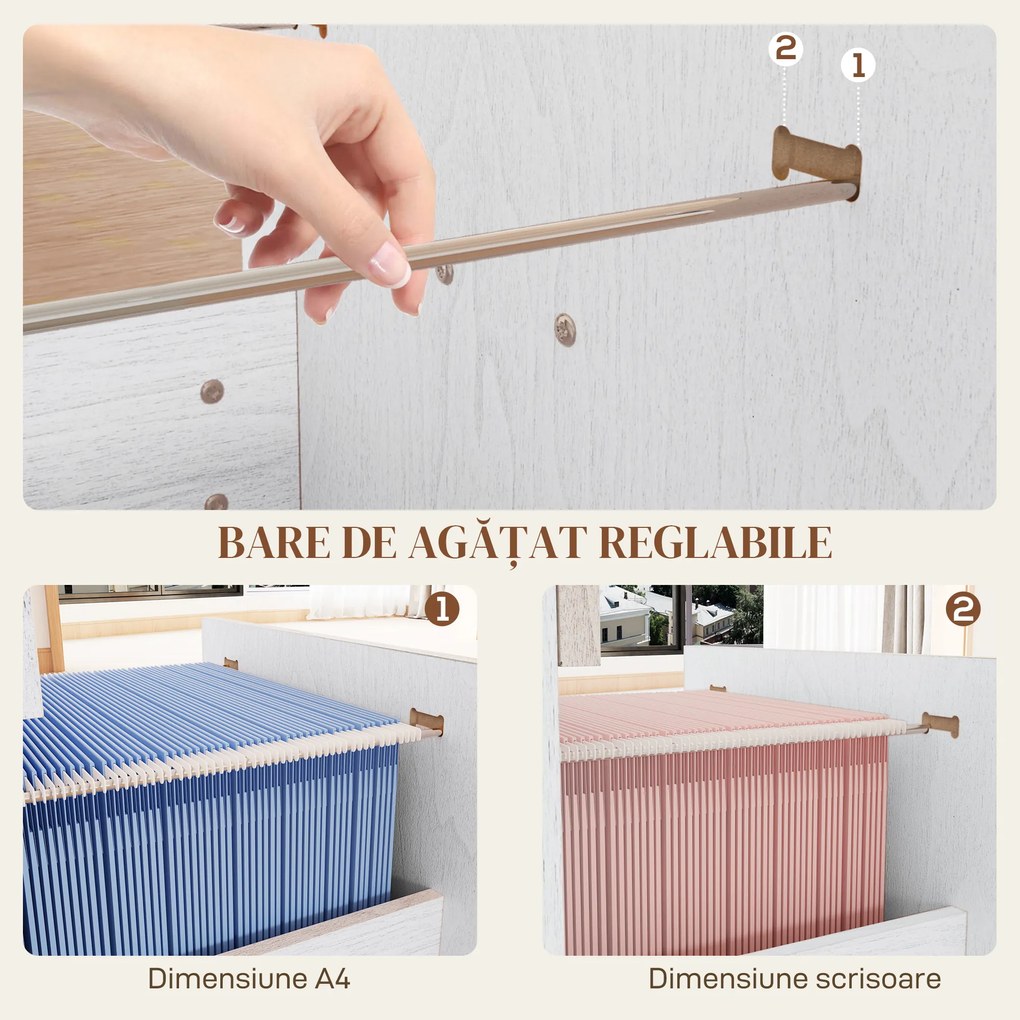 HOMCOM Sertar 4 Încuietoare A4 Alb | Aosom Romania