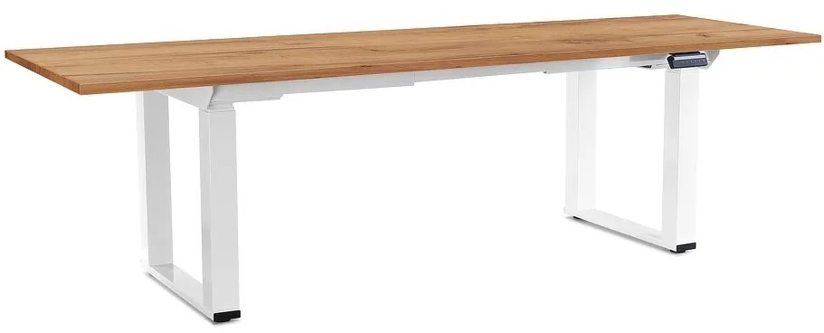 Masă înălțime reglabilă OfficeTech Strong 240 x 80 cm, picioare albe, stejar kraft