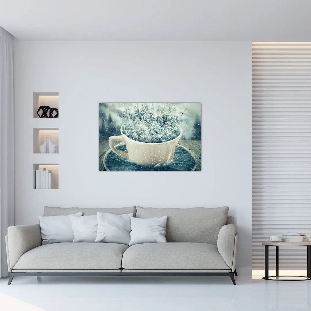 Tablou - Lumea de iarnă într-o căniță (90x60 cm)