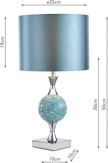 Där Lighting ELS4223 - Lampă de masă ELSA 1xE27/40W/230V albastru/crom lucios