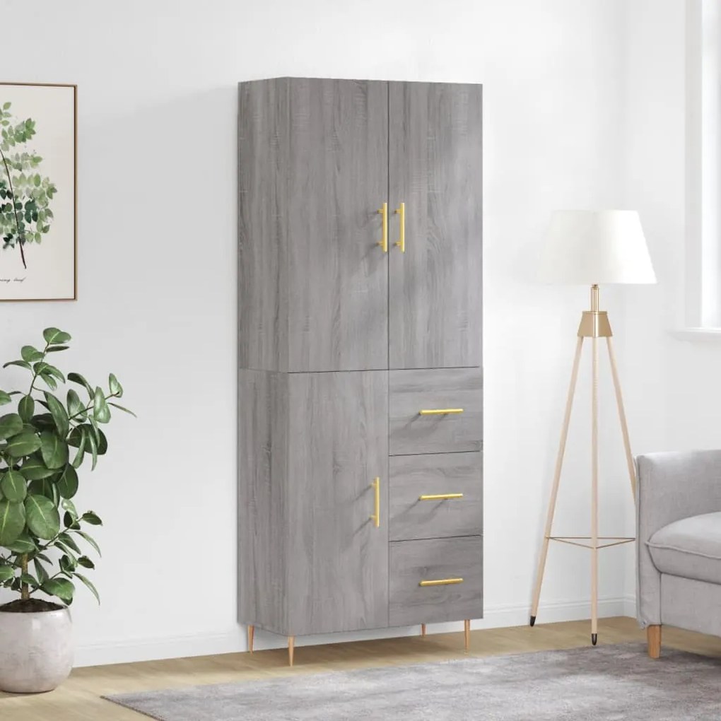 vidaXL Dulap înalt, gri sonoma, 69,5x34x180 cm, lemn compozit