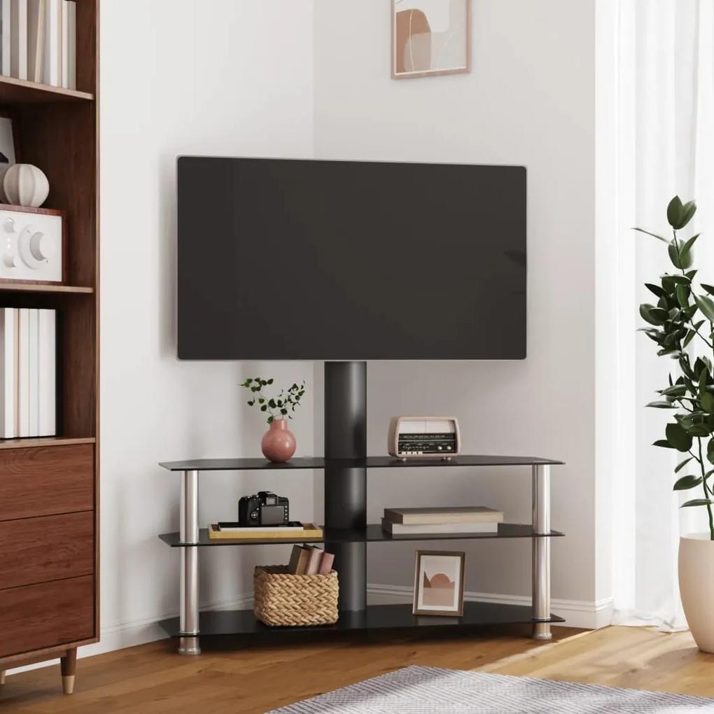 358179 vidaXL Suport TV de colț 3 niveluri pentru 32-70 inchi, negru/argintiu
