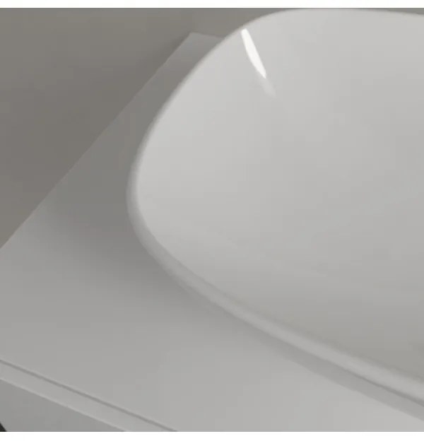 Lavoar pe blat, Villeroy&amp;Boch Loop&amp;Friends, material TitanCeram, 56x38cm, fara preaplin, Alb Alpin, 4A490101