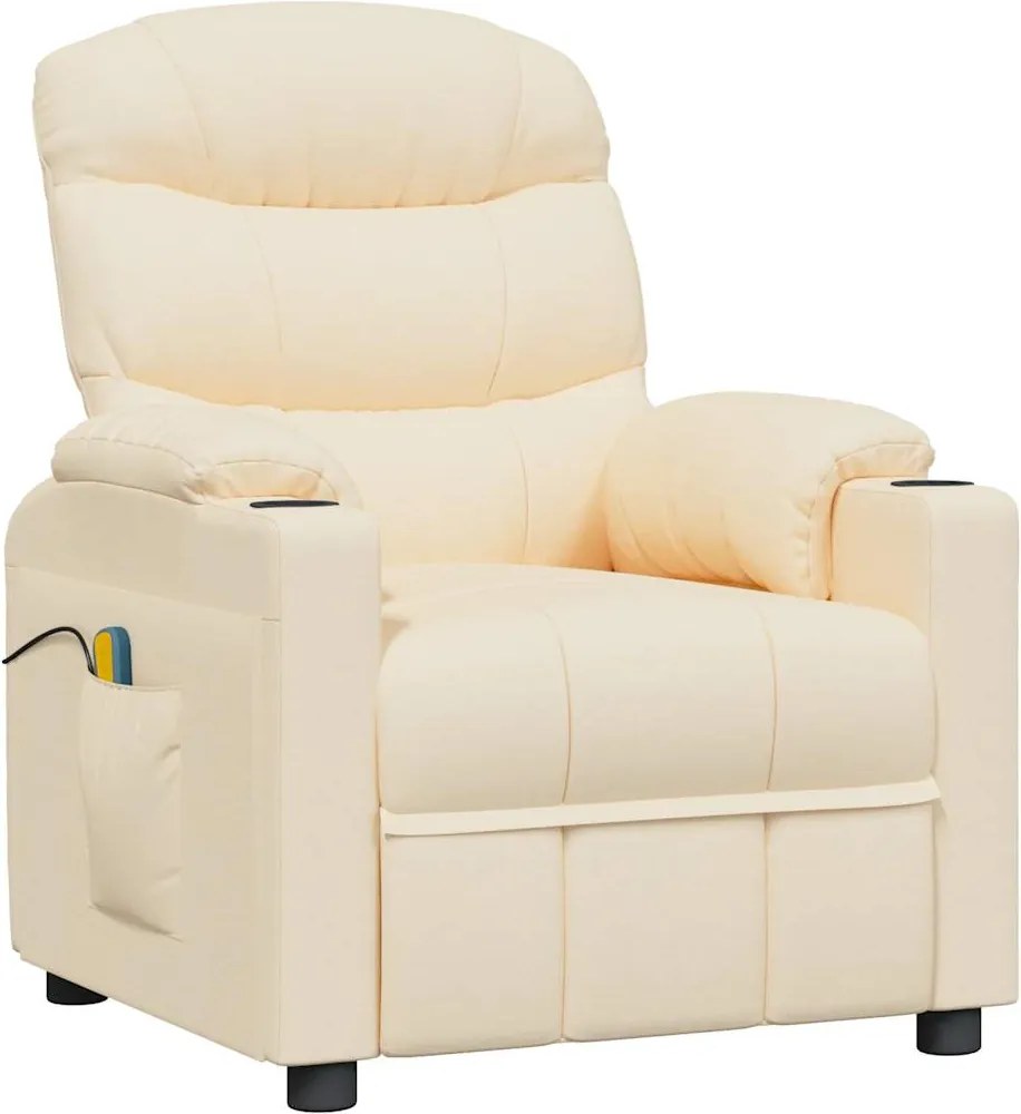 vidaXL Fotoliu de masaj, crem, material textil