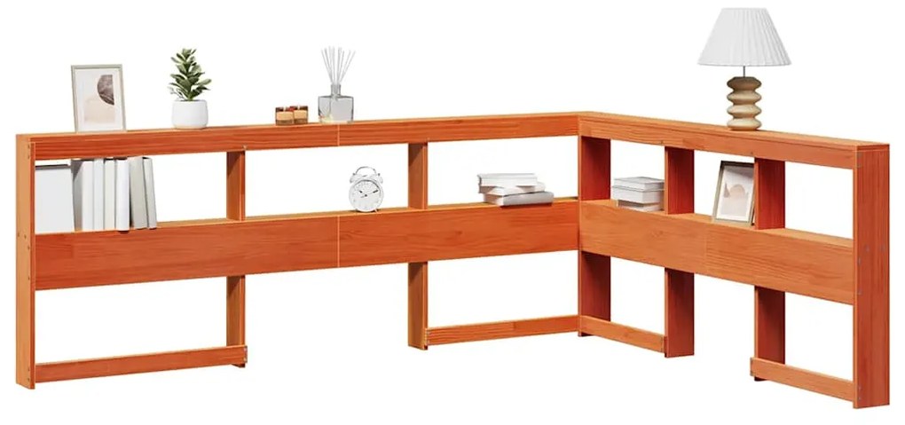 vidaXL Bibliotecă tăblie în formă de L ceară maro 135cm lemn masiv pin