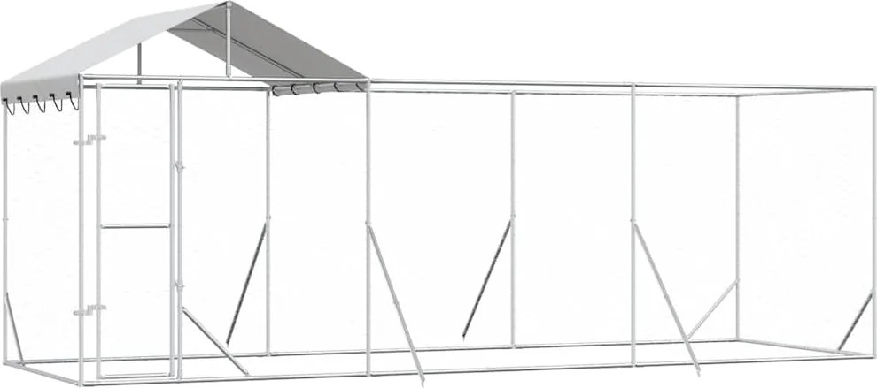 vidaXL Padoc de exterior cu acoperiș argintiu 6x2x2,5m oțel galvanizat