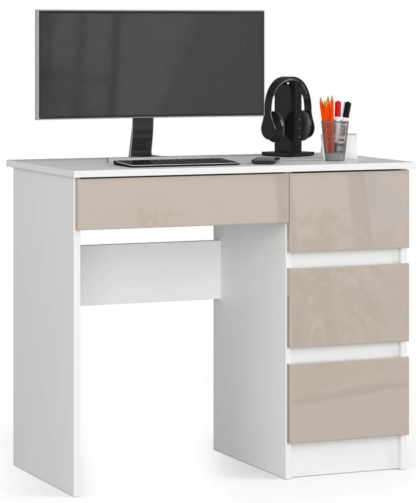 Masă PC Benicio II (Alb + cappuccino lucios) (D). 1069914