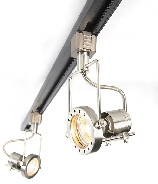 Sistem de șine cu 3 spoturi monofazate negru cu oțel - Suplux