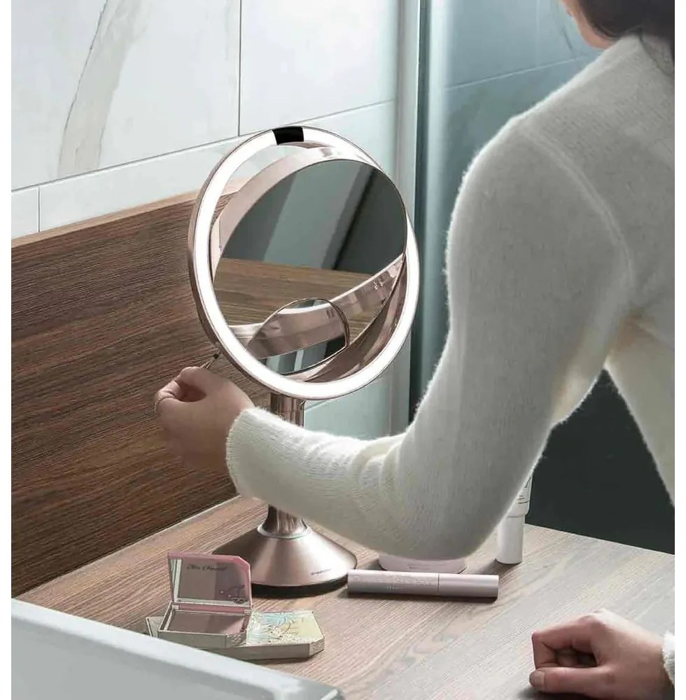 Oglindă cosmetică (5x) cu led/de mărire ø 20 cm Sensor Trio – simplehuman