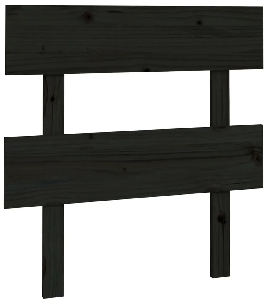 819059 vidaXL Tăblie de pat, negru, 103,5x3x81 cm, lemn masiv de pin