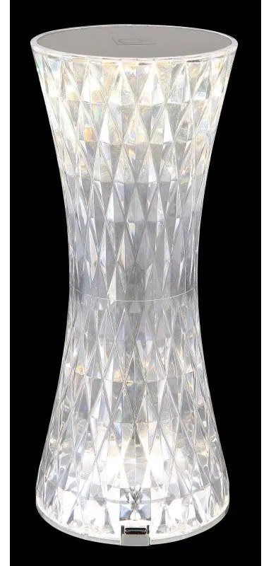 Lampa de masa cu baterii, plastic transparent cu efect de cristal Gixi transparent 8cm