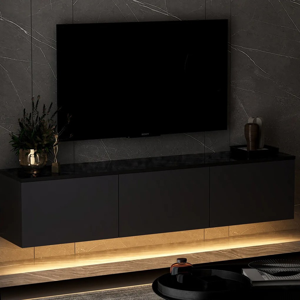 Tabelul TV Neon iluminat Antracit