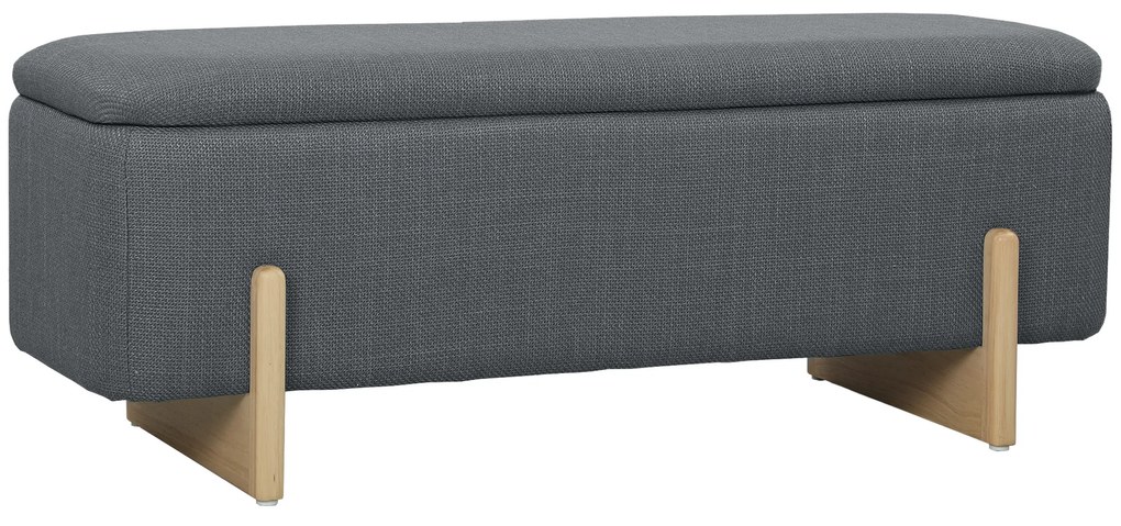 HOMCOM Bancă de depozitare, căptușită cu spumă, aspect de in, 111 x 44 x 44,5 cm, gri închis | Aosom Romania