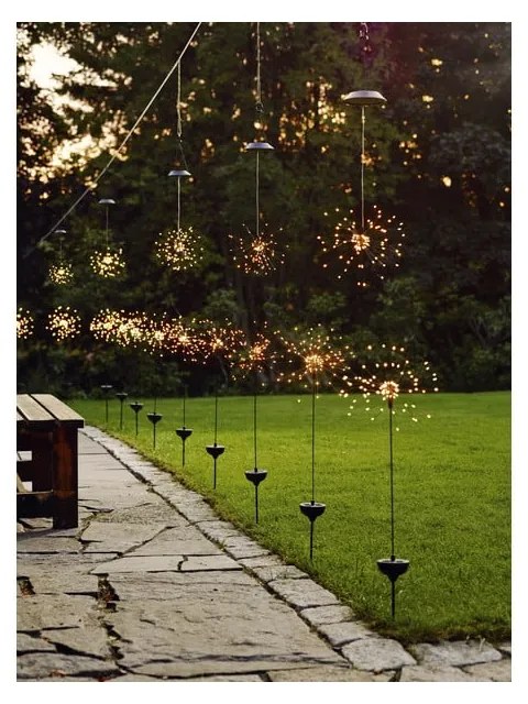 Decorațiune solară LED cu diode albe pentru exterior Star Trading Firework, înălțime 100 cm