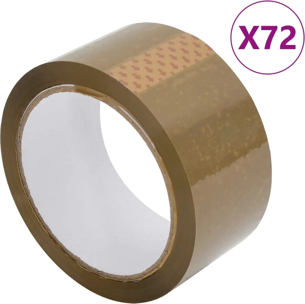 vidaXL Bandă adezivă de ambalare, 72 buc., maro, 48 mm x 66 m
