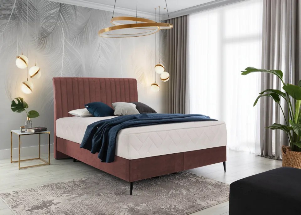 Pat tapitat, boxspring, 140x200 cm, Blanca 1, Eltap (Culoare: Kaki)