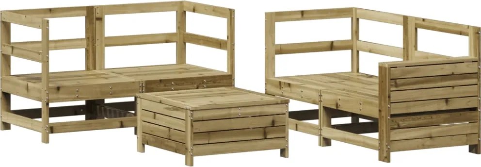 vidaXL Set canapea de grădină, 5 piese, lemn de pin tratat