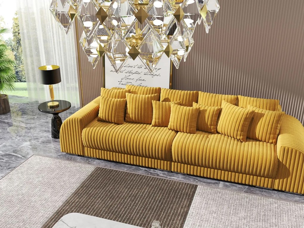 Canapea extensibilă dumonde cu 2 lăzi de depozitare si sezut confortabil din spuma high-density, Verona Ambiance Mustar 310x100 cm