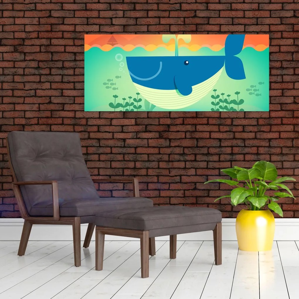 Tablou - Balenă veselă în mare (120x50 cm)