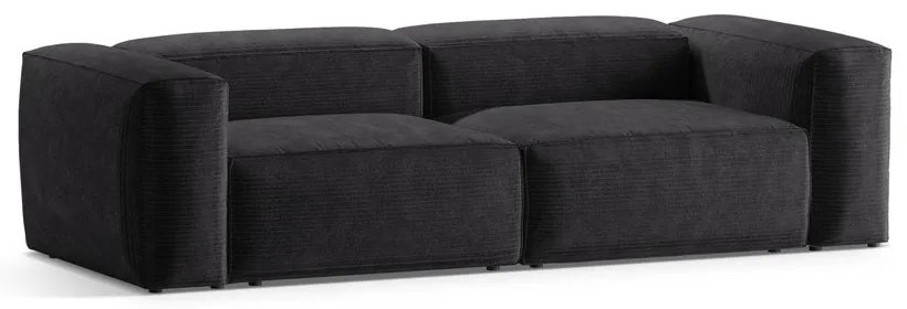 Canapea gri închis cu tapițerie din catifea reiată 264 cm Bergamo – Cosmopolitan Design