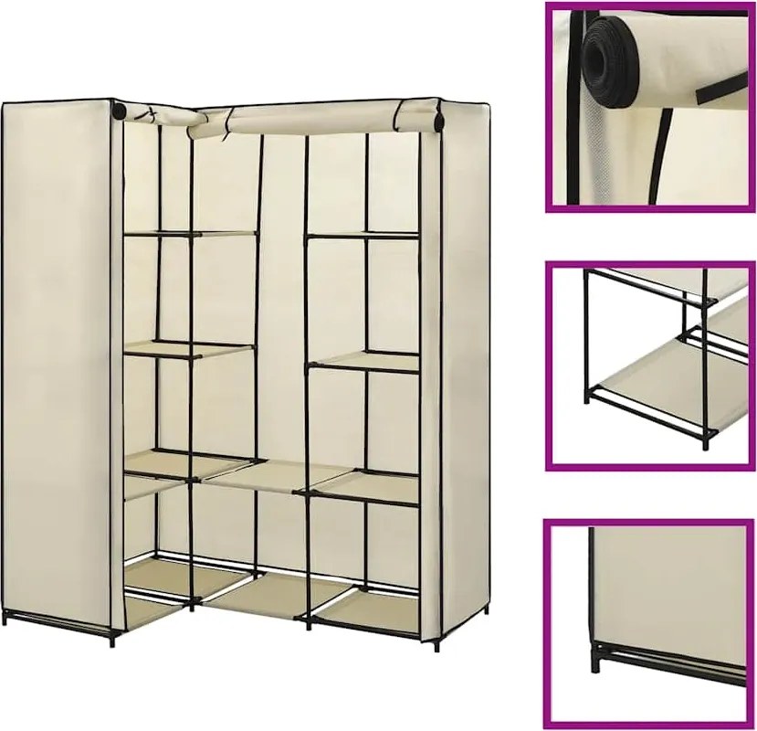 vidaXL Șifonier de colț, crem, 130 x 87 x 169 cm