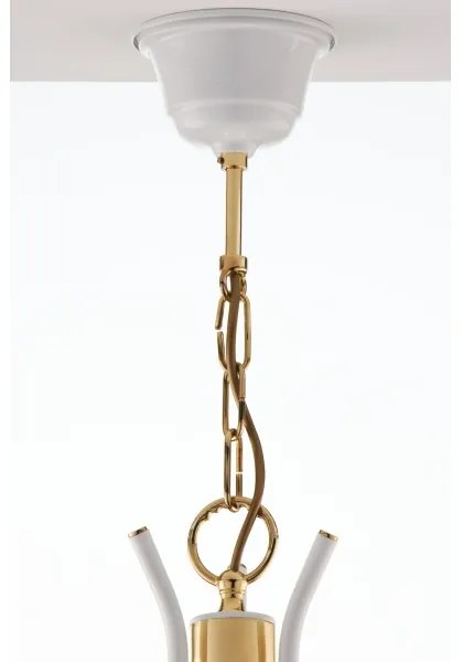 Jupiter 2085 - Candelabru pe lanț SAMBA 3xE27/15W/230V alb/auriu