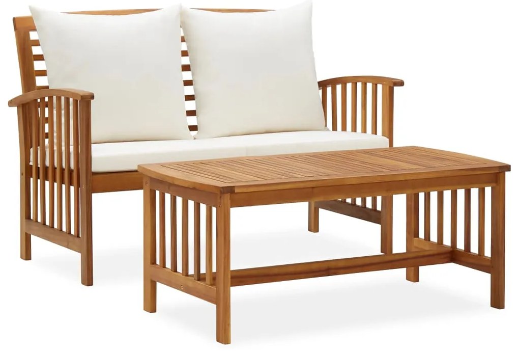 vidaXL Set mobilier de grădină cu perne, 2 piese, lemn masiv de acacia