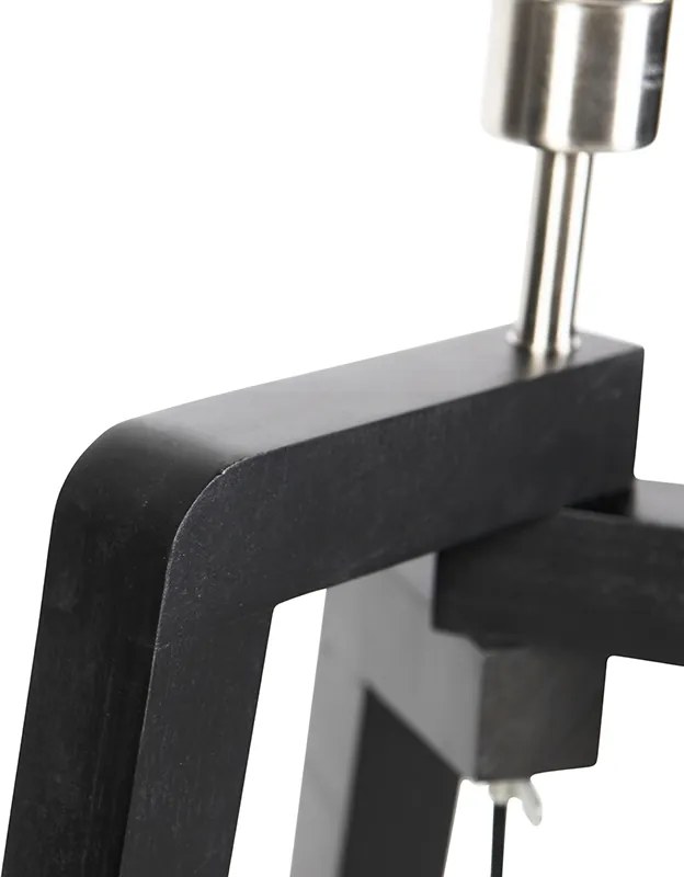 Lampă de podea neagră tip trepied cu abajur maro și bej cu dungi 50cm - Puros