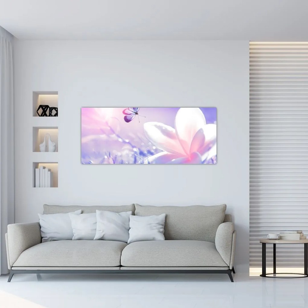 Tablou - Fluture lângă floare (120x50 cm)