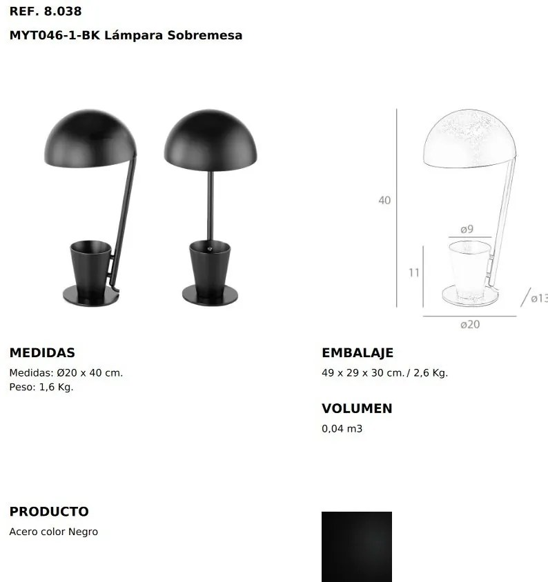 Lampa de masa eleganta design minimalist Black Steel