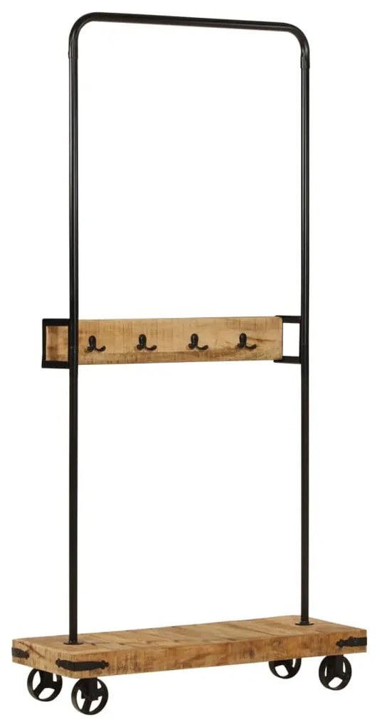 vidaXL Suport pentru haine cu roți 90x35x190cm lemn masiv mango &amp; fier