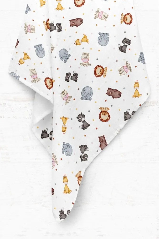 Pătură pentru copii albă din muselină 75x100 cm Zoo – Mijolnir