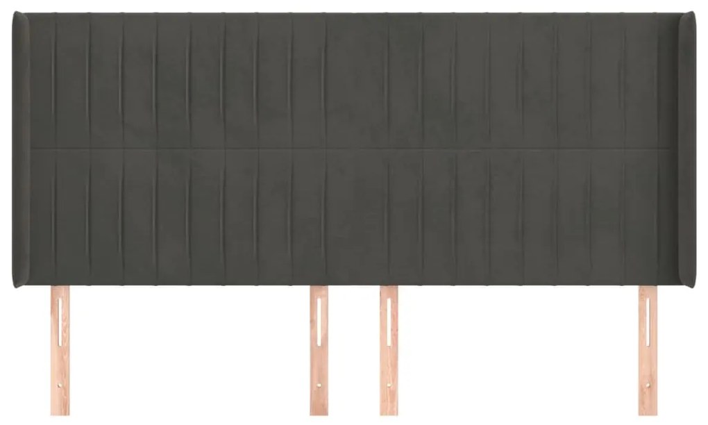 Tablie de pat cu aripioare gri inchis 183x16x118 128 cm catifea 1, Morke gra, 183 x 16 x 118 128 cm