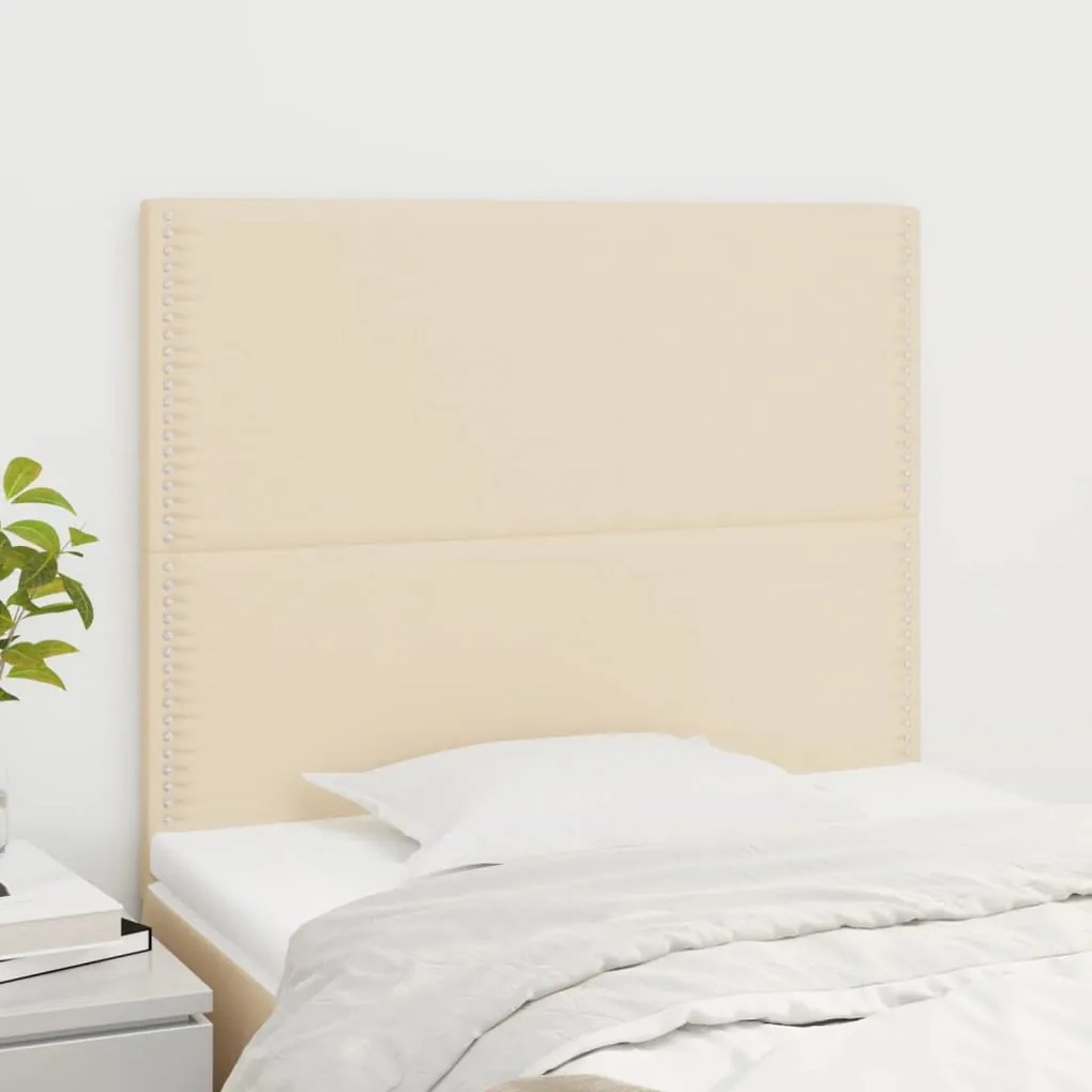 vidaXL Tăblii de pat, 2 buc, crem, 100x5x78/88 cm, textil