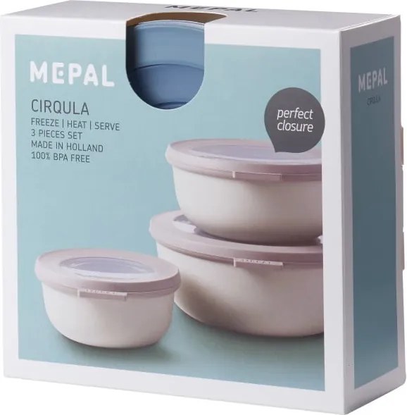 Set 3 cutii pentru gustări Mepal Cirqula, albastru