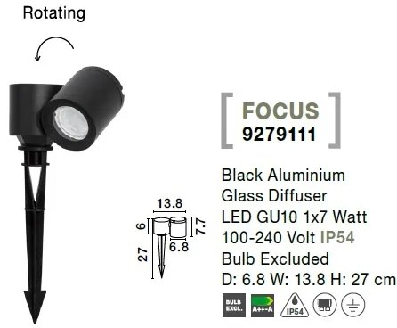Tarus cu spot orientabil pentru iluminat exterior IP54 FOCUS