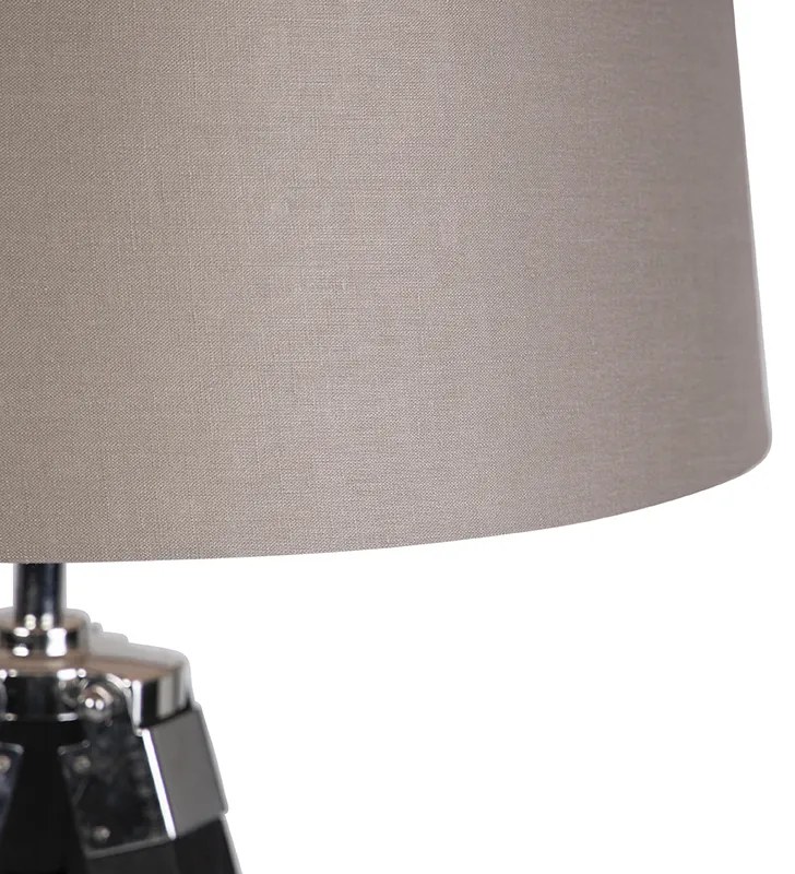 Lampă de podea cu trepied negru cu abajur 45cm din in taupe