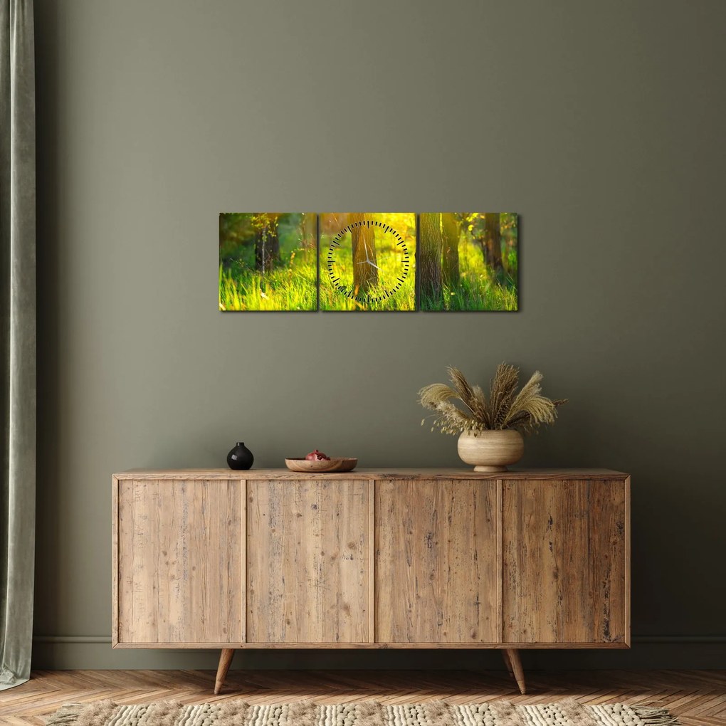 Tablou - Trezirea de primăvară a pădurii (cu ceas) (90x30 cm)